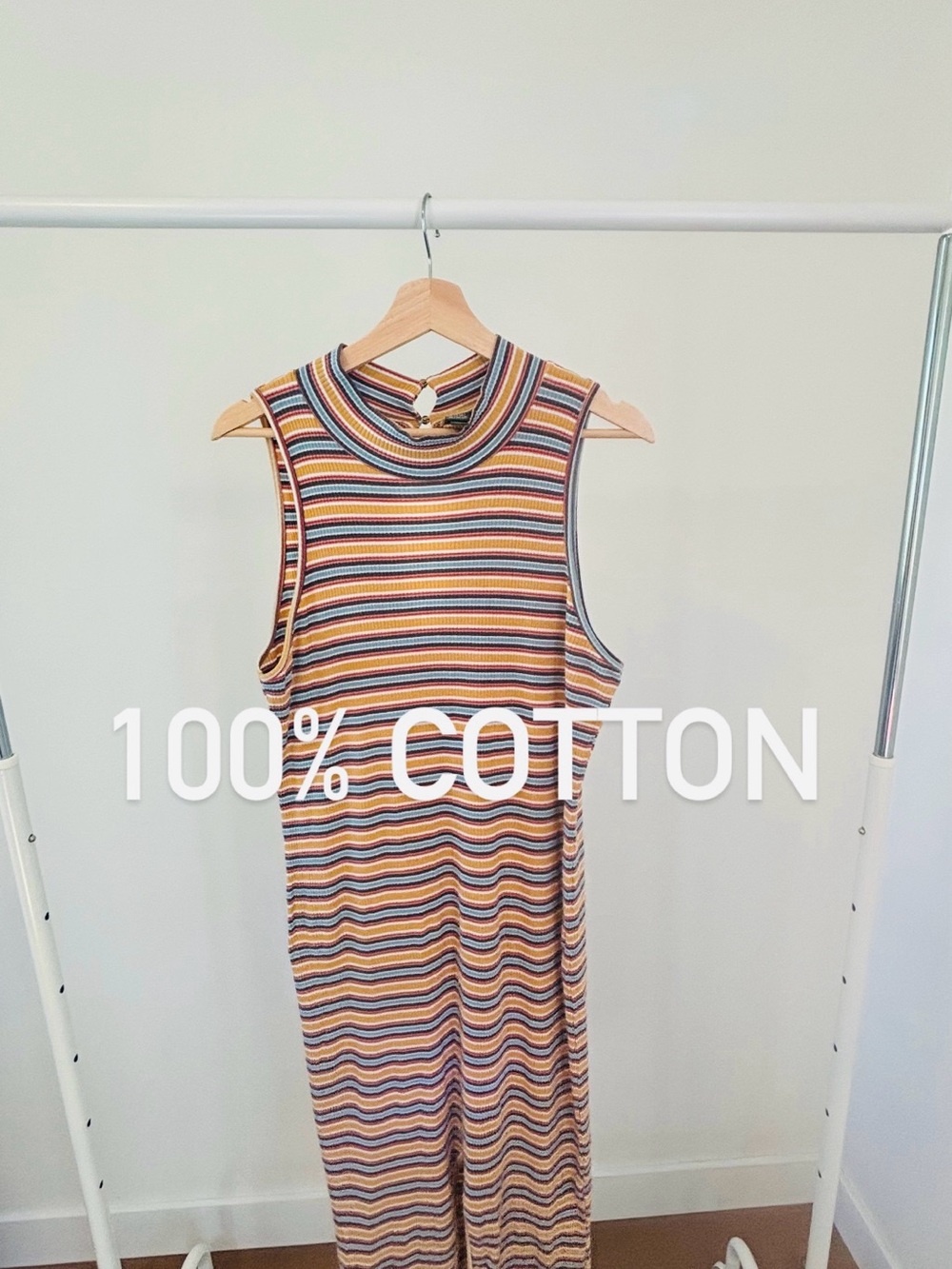 Wild Fable | Striped Sleeveless Knit Summer Midi Dress | 100% Cotton